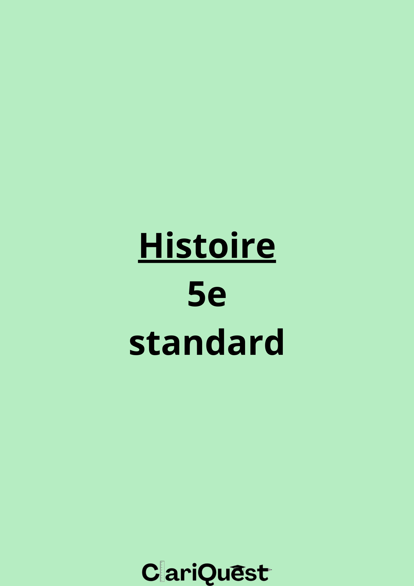 Programme d'histoire de 5 ème standard