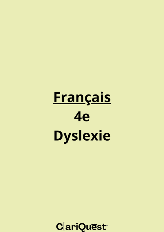 Programme de français de 4 ème adapté à la dyslexie