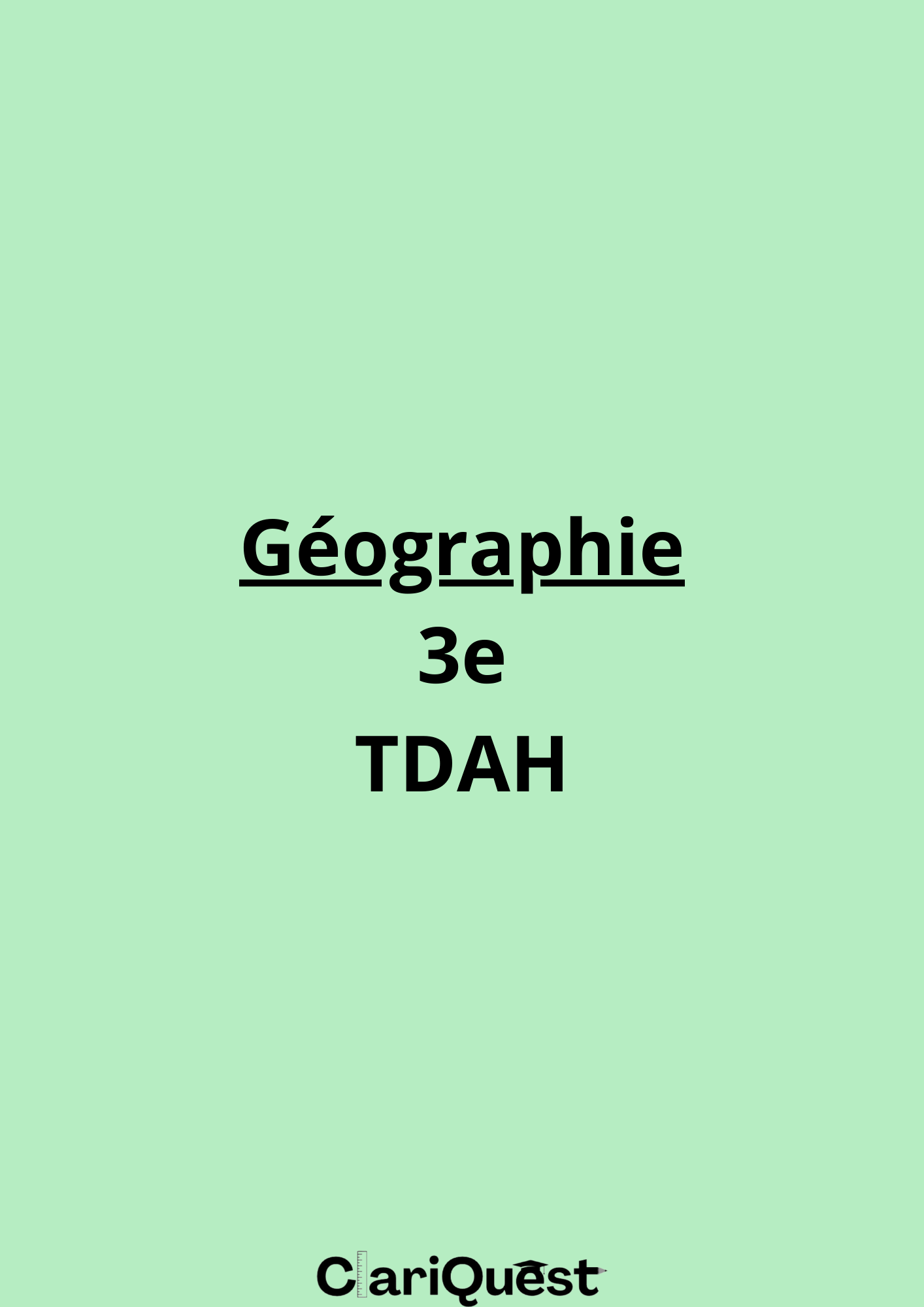 Programme de géographie de 3 ème TDAH