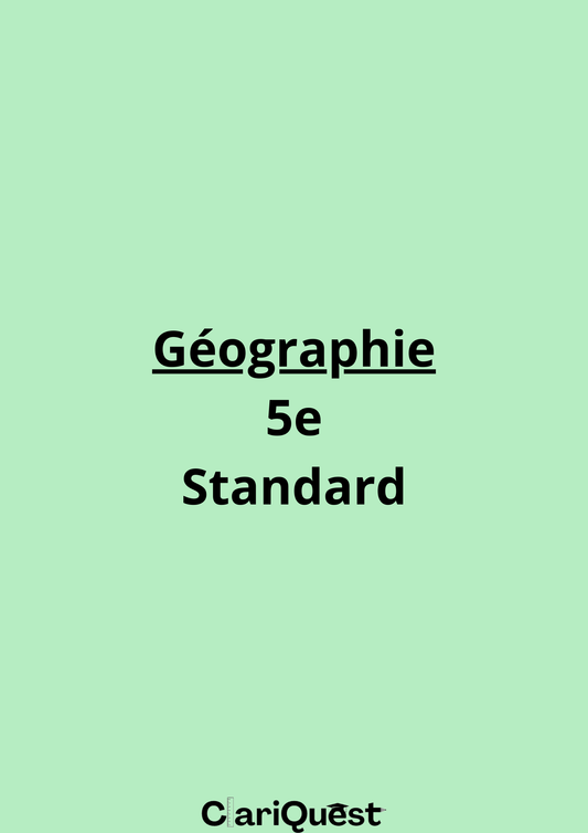 Programme de géographie de 5 ème standard