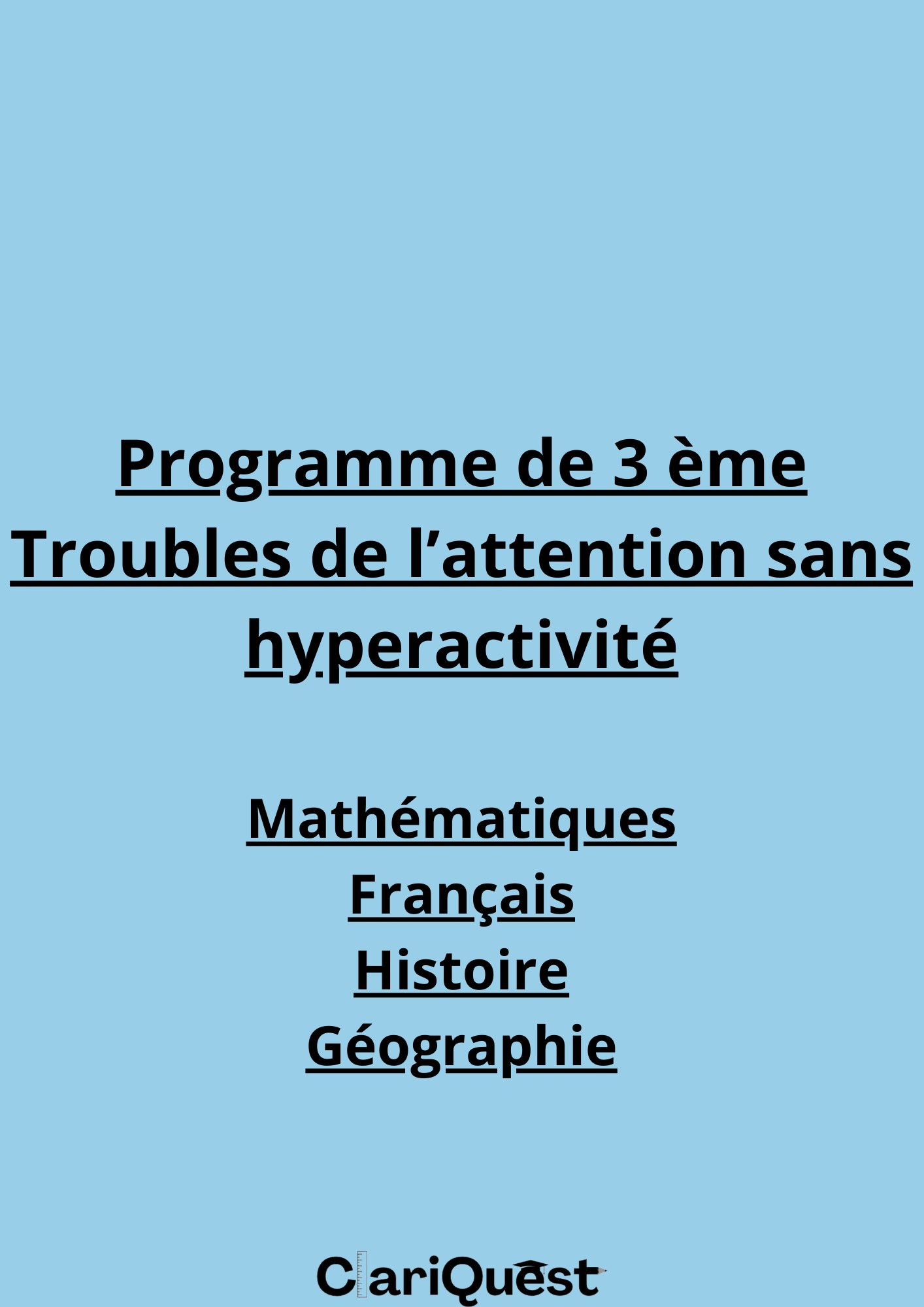 Programme de 3e troubles de l'attention sans hyperactivité
